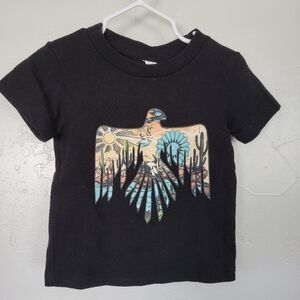 Thunderbird Graphic Tee Baby Girl 18 Months Black Short Sleeve T-shirt Boho Roam